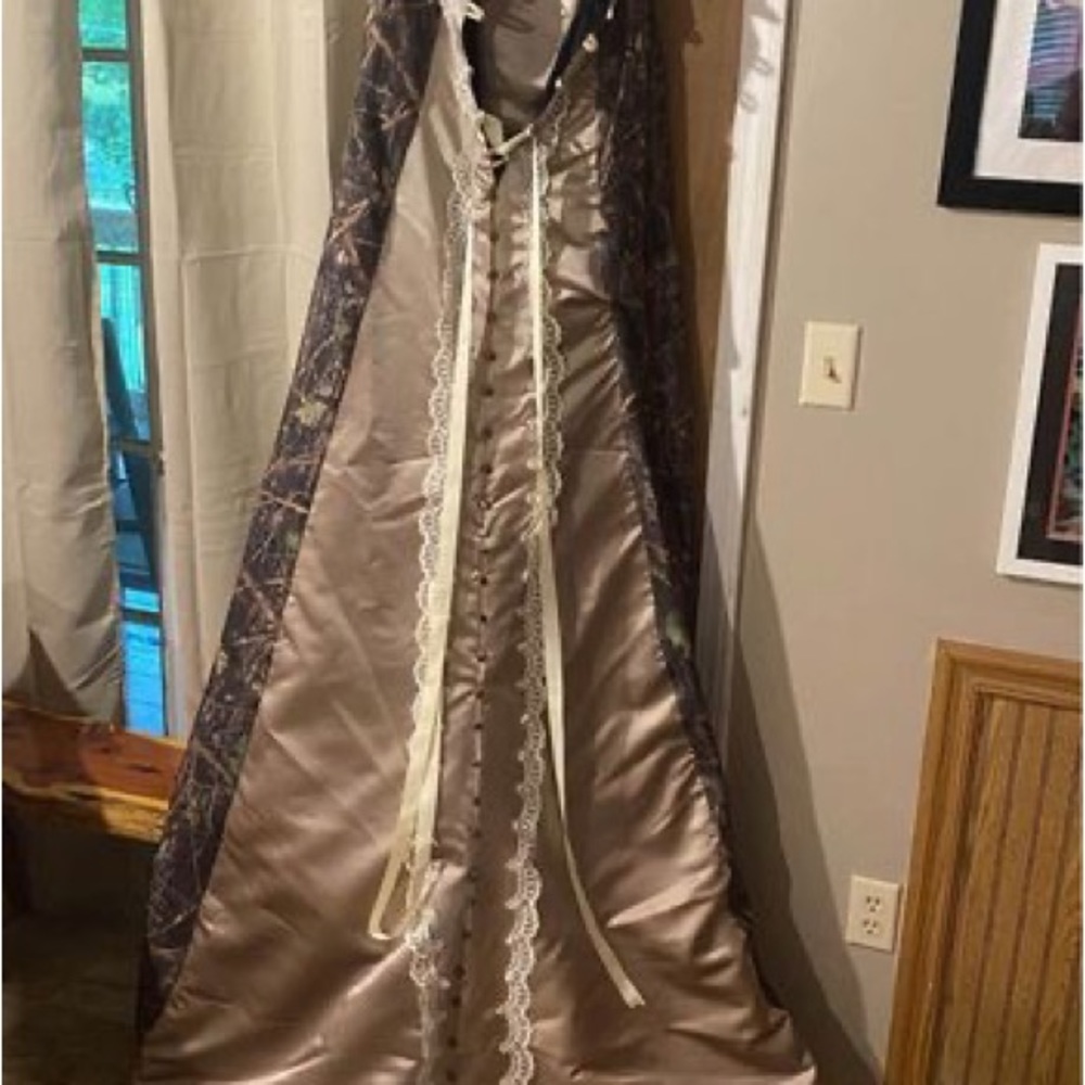 Custom made camouflage wedding dress
